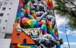 El nuevo graffiti de Madrid Río es una obra del artista Okuda y puede contemplarse desde el entorno privilegiado de El Matadero.